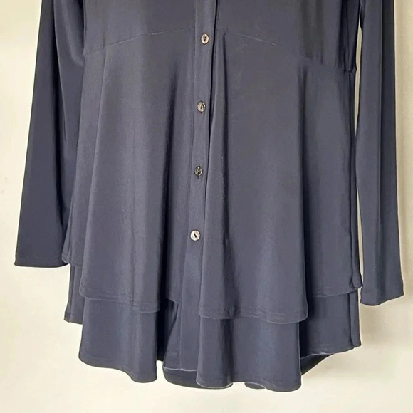 Sympli Charm knit tunic gray button front layered hem long sleeve Size 6 - Picture 4 of 9